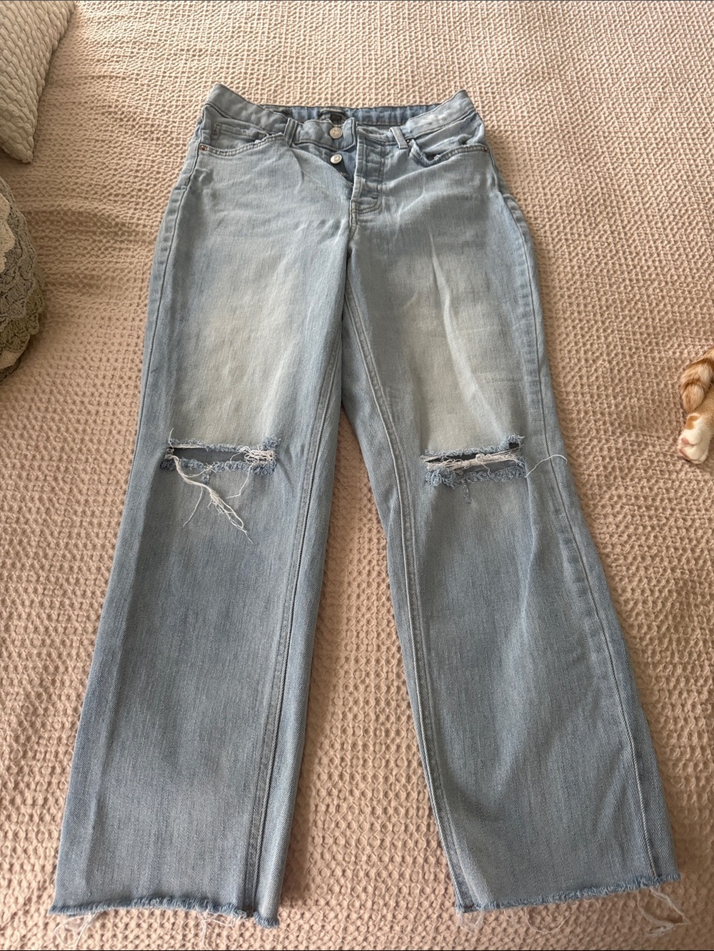 wild fable Light Wash Wide-Leg Distressed Jeans